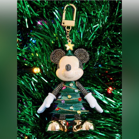 DISNEY X BAUBLEBAR Mickey Mouse Christmas Tree Crystal Bag Charm NWT Keychain - Picture 10 of 10
